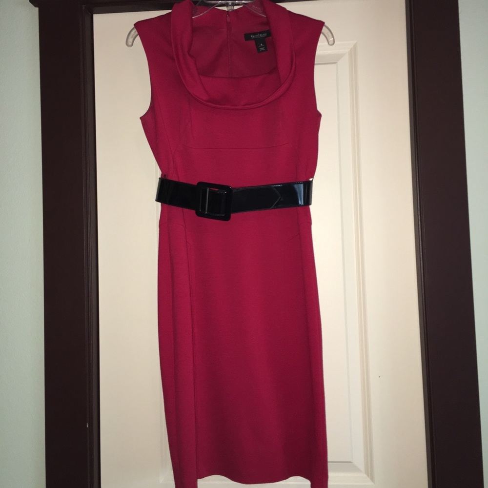 White House Black Market Red Dress and Belt Size 4